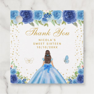Etiquetas Para Lembrancinhas Festa de 16 Anos Princesa Cabelo Castanho Floral A
