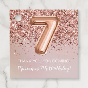 Etiquetas Para Lembrancinhas Festa de 7 anos de meninas Rose Gold Kids
