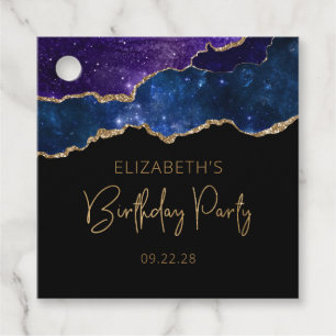 Etiquetas Para Lembrancinhas Festa de Aniversário Ágata Azul Roxo Dourado Estre