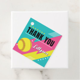 Etiquetas Para Lembrancinhas Festa de aniversário Amarelo-Rosa-Softball Obrigad