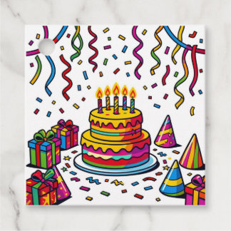 Etiquetas Para Lembrancinhas Festa de Aniversário Colorida com Bolo