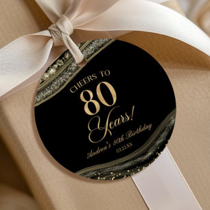 Etiquetas Para Lembrancinhas Festa de aniversário de 80 de Agate Dourado Elegan