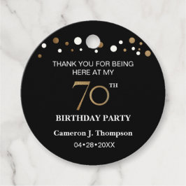 Etiquetas Para Lembrancinhas Festa de aniversário de Confetti Dourada e Preta