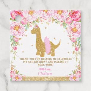 Etiquetas Para Lembrancinhas Festa de aniversário De Dinossauro Floral Obrigad