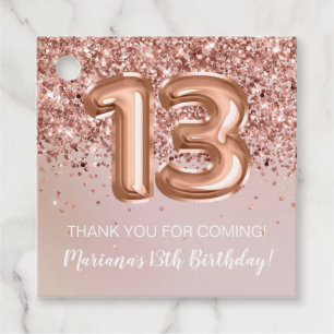 Etiquetas Para Lembrancinhas Festa de Aniversário de Meninas de 13 Anos Rose Go