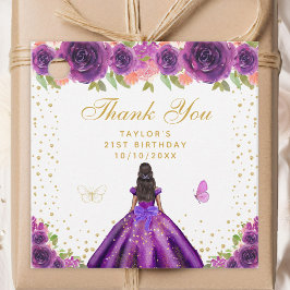Etiquetas Para Lembrancinhas Festa de aniversário de Princesa Púrpura Floral Es