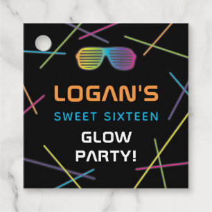 Etiquetas Para Lembrancinhas Festa de Aniversário Neon Sweet 16 Glow
