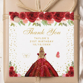 Etiquetas Para Lembrancinhas Festa de aniversário Red Floral Blondres Hair Prin