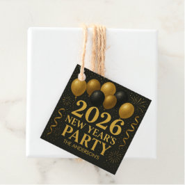 Etiquetas Para Lembrancinhas Festa de Ano Novo 2026 Black And Gold
