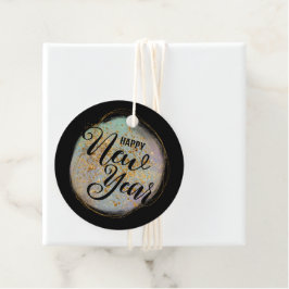 Etiquetas Para Lembrancinhas Festa de Ano Novo Dourado Negro