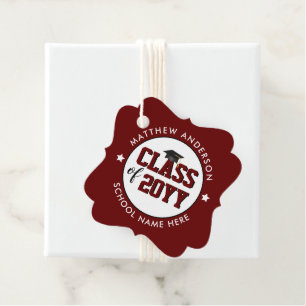 Etiquetas Para Lembrancinhas Festa de Formatura Clássica Burgundy da Turma de 2