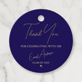 Etiquetas Para Lembrancinhas Festa de formatura de Tipografia Azul e Dourada Ob