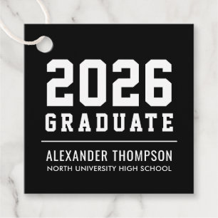 Etiquetas Para Lembrancinhas Festa de Formatura Graduado Varsity Black 2026