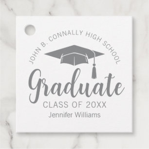 Etiquetas Para Lembrancinhas Festa de Graduação Personalizada Chic Cinza Prata