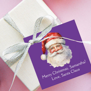 Etiquetas Para Lembrancinhas Festa de Natal Personalizada do Papai Noel Roxo