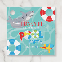 Festa de piscina de aniversário de tubarão menino
