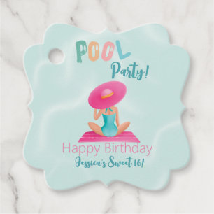Etiquetas Para Lembrancinhas Festa de Piscina de Verão Divertida Aquarela 16
