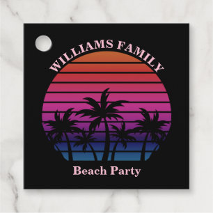 Etiquetas Para Lembrancinhas Festa de Praia Personalizada Pôr do Sol Tropical P