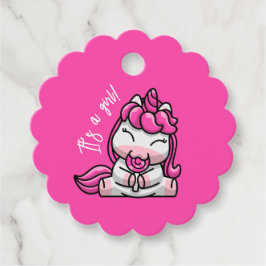 Etiquetas Para Lembrancinhas Festa de Revelação de Gênero de Bebê Menina Unicór