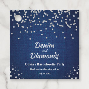 Etiquetas Para Lembrancinhas Festa de Solteira Elegante em Jeans Azul e Diamant