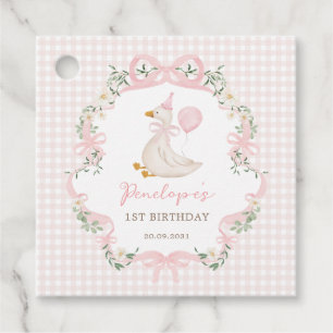 Etiquetas Para Lembrancinhas Festa de um ano da Silly Goose com Laço Rosa