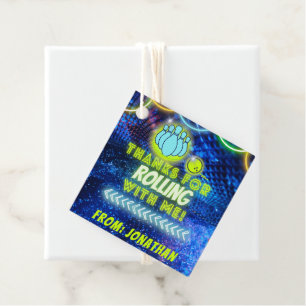 Etiquetas Para Lembrancinhas Festa Neon Glow Boliche Obrigado por Rolar