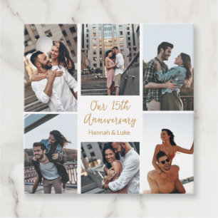 Etiquetas Para Lembrancinhas Festa Romântica de Aniversário da Colagem de Fotos