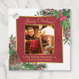 Etiquetas Para Lembrancinhas Festivo Holly & Pine com Foto Feliz Natal