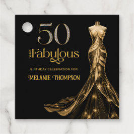 Etiquetas Para Lembrancinhas Fifty and Fabulous Gold Dress Black 50th Birthday