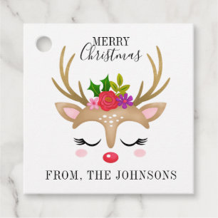 Etiquetas Para Lembrancinhas Fim de Natal de Reindeer Cute Personalizado