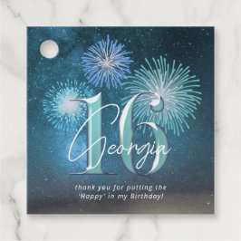 Etiquetas Para Lembrancinhas Fireworks Sweet 16 Teal ID984
