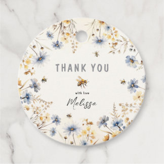 Etiquetas Para Lembrancinhas First Bee Day - Floral 1st Birthday Thank You