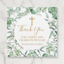 First Communion Eucalyptus leaves Favor Tags 