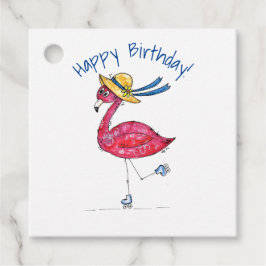 Etiquetas Para Lembrancinhas Flamingo, branco e branco, cor-de-rosa, em Skates