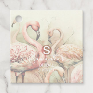Etiquetas Para Lembrancinhas Flamingo Tropical Monograma Chuva de Noiva Casamen