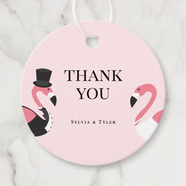 Etiquetas Para Lembrancinhas Flamingo Wedding Obrigado (Frente)