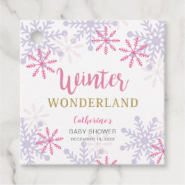 Etiquetas Para Lembrancinhas Flocos de neve Chá de fraldas, cor-de-rosa, da Ter