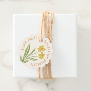 Etiquetas Para Lembrancinhas Flor Amarelo Simples Obrigado Marca Favorável