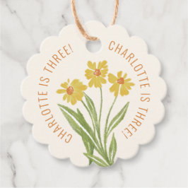 Etiquetas Para Lembrancinhas Flor Amarelo Simples Vestido de Aniversário Favore