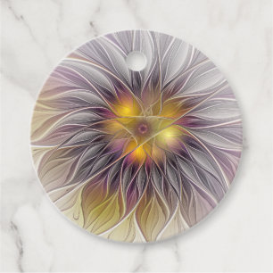 Etiquetas Para Lembrancinhas Flor Colorida Luminosa, Fractal Abstrato Personali