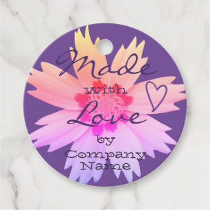 Etiquetas Para Lembrancinhas Flor feito com amor Lilado roxo rosa
