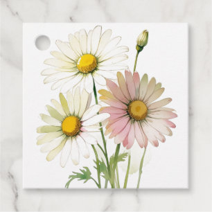 Etiquetas Para Lembrancinhas Flor Moderna Profissional de Aquarela Daisy