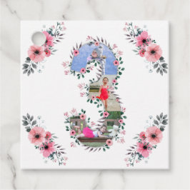 Etiquetas Para Lembrancinhas Flor rosa de colagem de fotos de aniversário de 3 