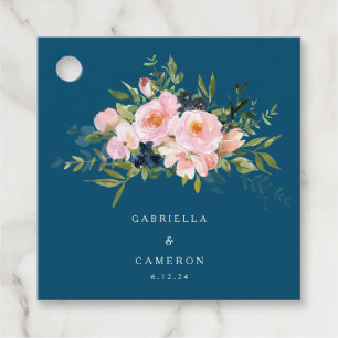 Etiquetas Para Lembrancinhas Florais Românticos Vintage em Casamento Azul