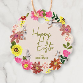 Etiquetas Para Lembrancinhas Floral Bunny Happy Easter Spring Gift Favor Tag