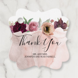 Etiquetas Para Lembrancinhas Floral Burgundy e Casamento vintage Dusty Rosa