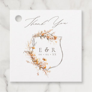 Etiquetas Para Lembrancinhas Floral Crest Monograma Casamento outono Obrigado