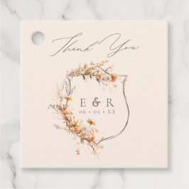 Etiquetas Para Lembrancinhas Floral Crest Monograma Casamento outono Obrigado