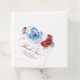 Etiquetas Para Lembrancinhas Floral Dusty Blue Red Wedding Thank You