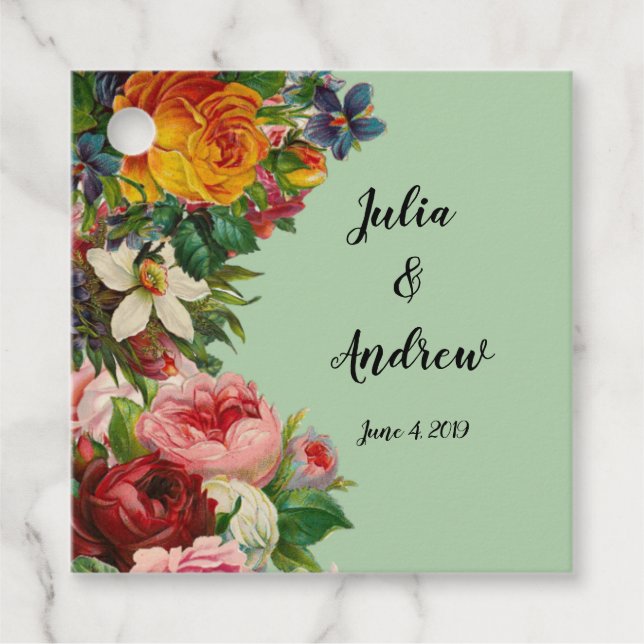 Etiquetas Para Lembrancinhas Floral Mint (Frente)